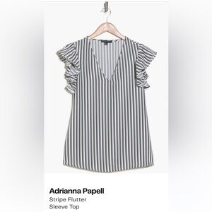 Adrianna papell striped flutter sleeve top, M